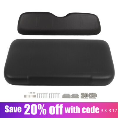 Black Front Seat Cushion with Hardware For EZGO Medalist TXT 1994-2013 Golf Cart