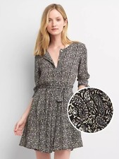 NWT Gap Paisley swing shirtdress, Black Print SIZE M                #834202 E220