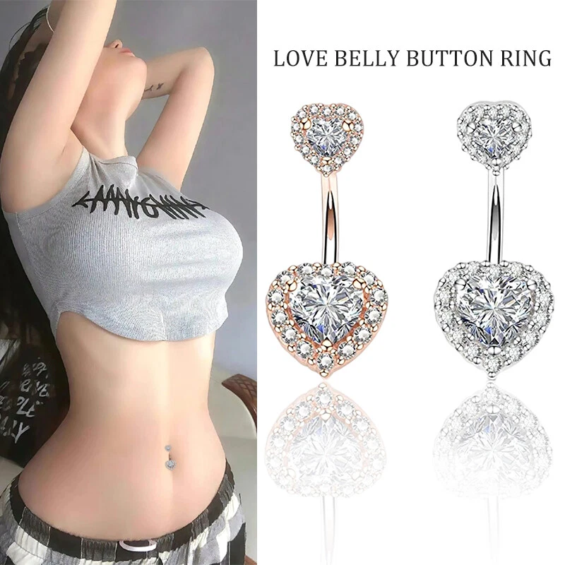 Belly Button Bars Navel Rings Triple Crystal Gem Body Piercing