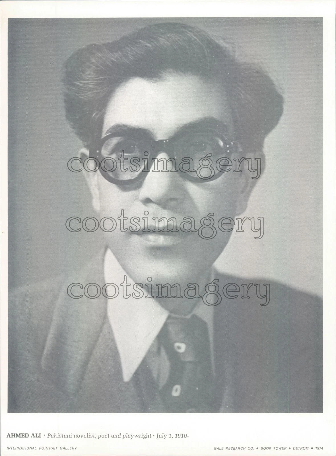 1974 Press Photo Novelist Playwright Ahmed Ali of Pakistan Urdu Short Stories - 画像1/2