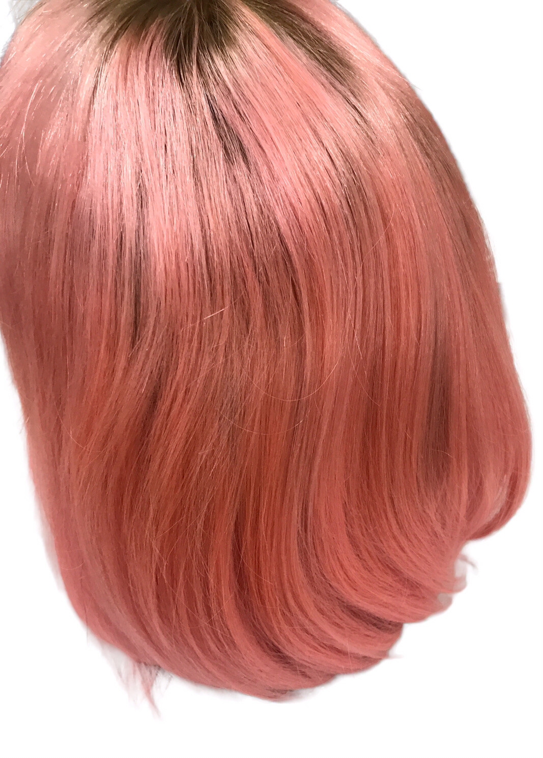 Bob Recto de 12" 13x4 100 % cabello humano rosa y marrón prearrancado frente de encaje