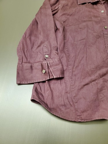 Vintage Banana Republic Women's Sz M Stretch Purple Button Up L/S Top - Picture 5 of 6