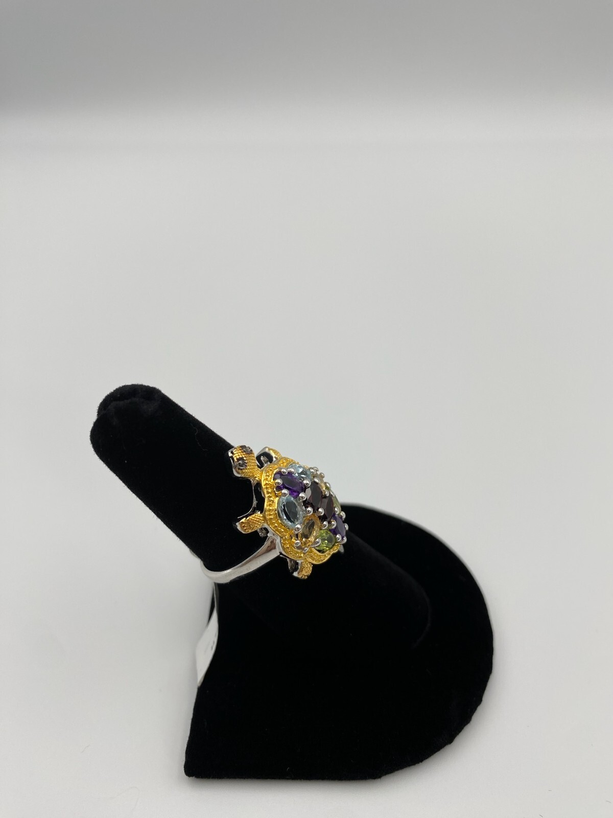 Ring Multi-Gemstone Turtle  – 14K Yellow Gold Ove… - image 6