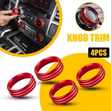 Air Condition Audio Switch Knob Trim Cover Red For Ford F150 15-20 Accessories