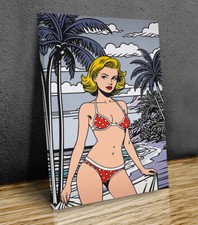 Bikini Beauty Roy Lichtenstein inspired mounted canvas print
