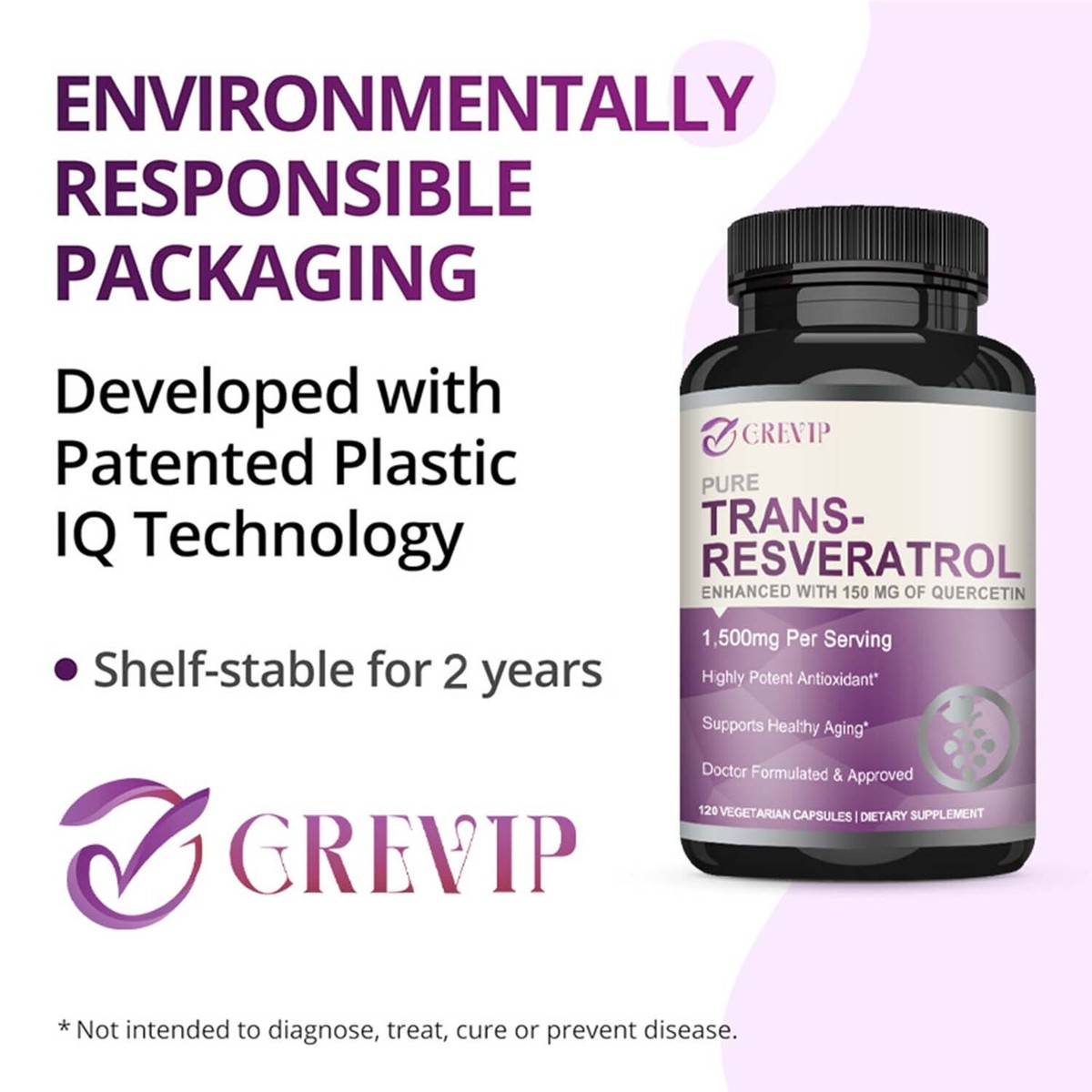 Complément Alimentaire Trans-resvératrol 1500 Mg + Quercétine - 120 Capsules, Anti-âge