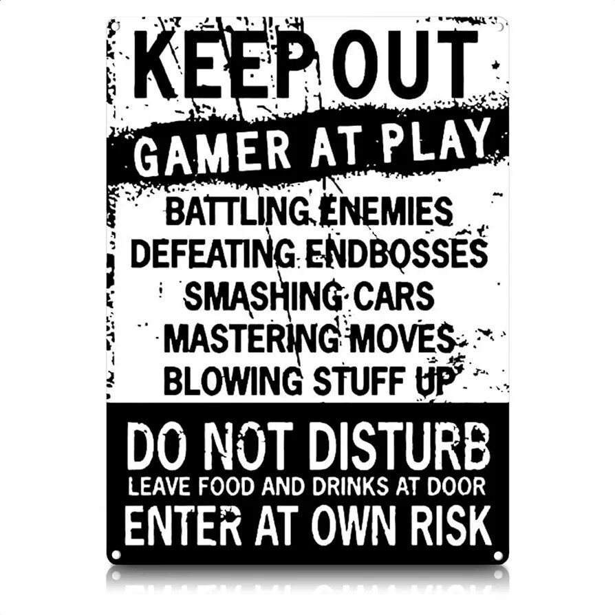Keep Out Gamer at Play 8 1/2" x 11 1/2" Metal Tin Sign Boys room décor Man Cave