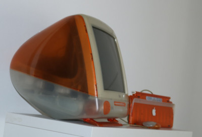 Apple iMac G3 ''Tangerine'' orange 1999 mit Maus & Tastatur, retro Computer