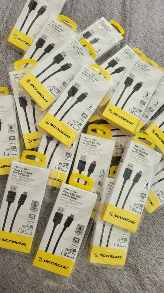 80件装批量SCOSCHE STRIKELINE充电和同步-A转C电缆-黑色 — 第 2/4 张图片