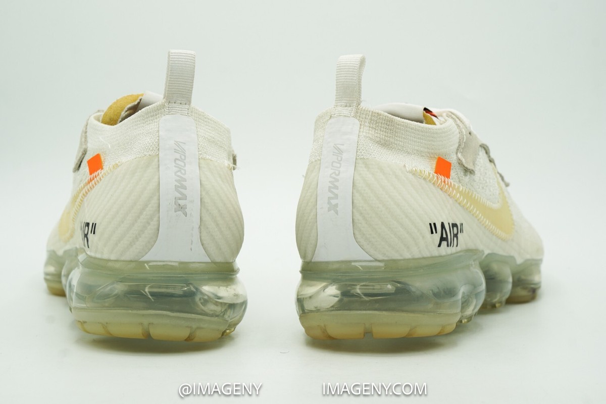 NIKE AIR VAPORMAX USED SIZE 9 OFF WHITE BLACK TOTAL ORANGE AA3831