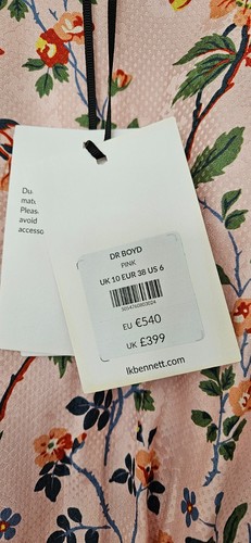 BNWT LK Bennett Boyd Pink Rosebud Print Silk Midi Dress - Size 10 - Picture 9 of 11