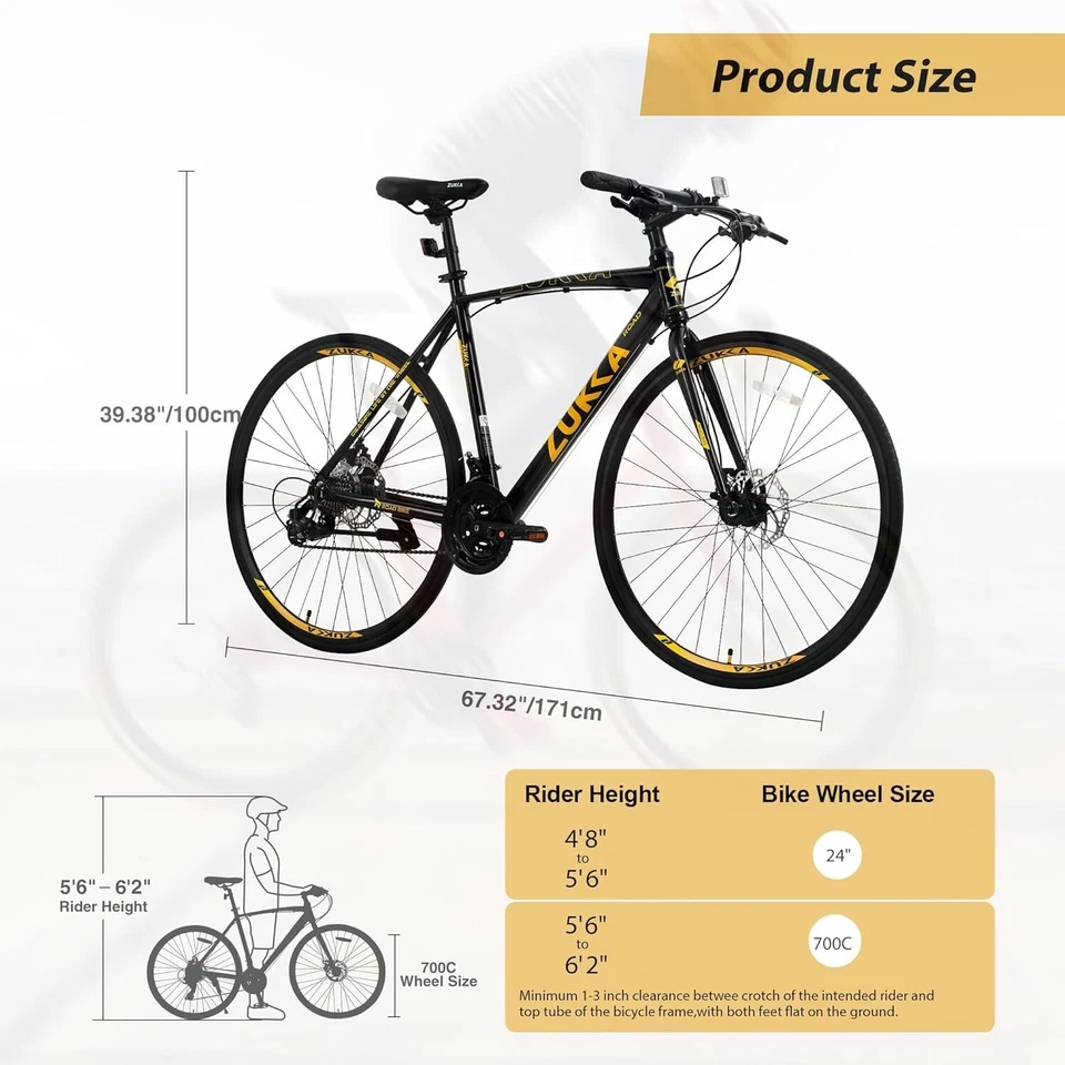 ZUKKA 700C Road Bike,24 Speeds Bicycle,Aluminium Alloy Frame,Disc Brake - Image 2 of 4