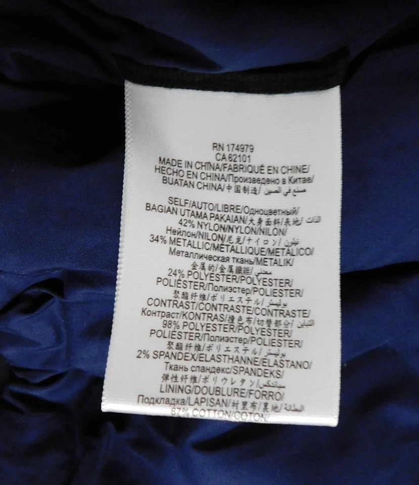 Chaqueta de béisbol BCBG MAXAZRIA $348rt dorada azul marino con cremallera XS Foto 4 de 4