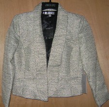 Women's Jennifer Lopez Black White Golden Stitch Design Dress Coat Jacket S