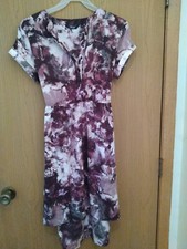 Simply Vera Wang Watercolor Floral Purple Asymmetrical Dress. Excellent Sz Large