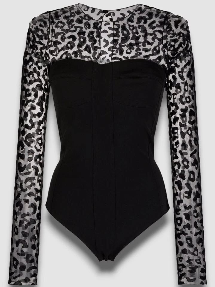 $655 Just Cavalli Mujer Negro Manga Larga Burnout Body Talla IT 42 / US 6 Foto 3 de 4