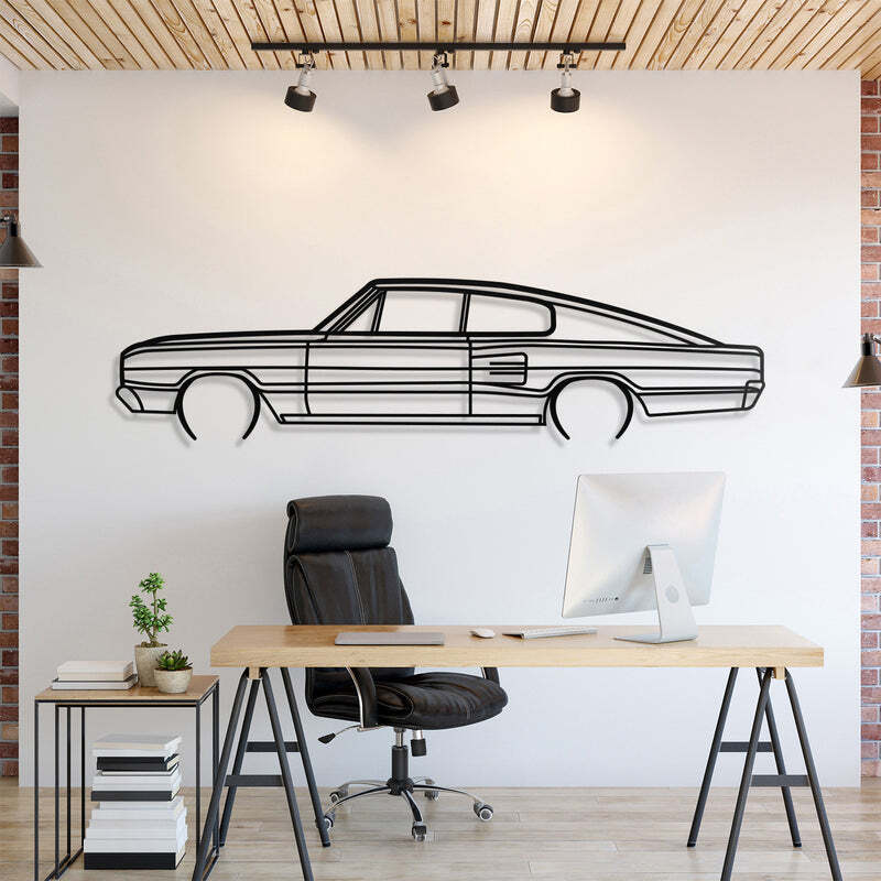 3D Acrylic Metal Car Wall Art - USA Silhouette 1966 Charger Auto Poster