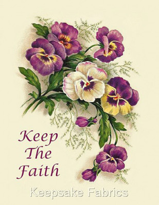 Pansies Keep The Faith Crazy Quilt Block Multi Sizes