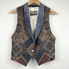 Vintage Native Components Tapestry Vest Southwestern Aztec Womens S