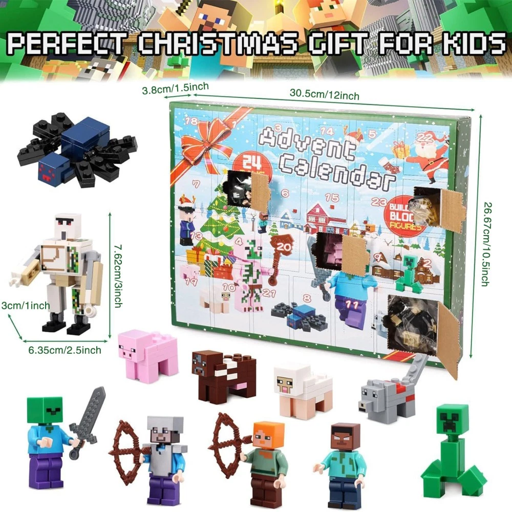 29 Pack Minecraft Building Blocks DIY Toy 24Days Countdown Xmas Advent Calendar