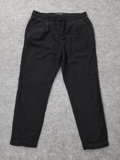 Next Linen Trousers Size 10 Petite Elasticated Tapered Mid Rise Pull On