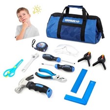 12-Piece Kids Tool Set with Tool Storage Bag, Junior Real Hand Tool Kit for