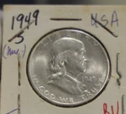 1949 S US Franklin Half 50c AU+ Key Date