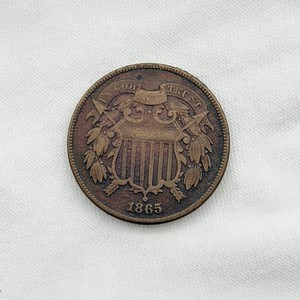 1865 Two Cent Piece 2C Copper Estate Civil War Era High Grade Type Coin Semi KEY