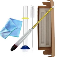 Alcohol Hydrometer Meter Test Kit 0-200 Proof And Tralle,with Glass Test Tester