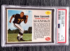 1962 POST GENE LIPSCOMB FOOTBALL CARD #127 HAND CUT **NO CREASES** PSA 4 VGEX