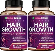 2 PACK NEW Rainbow Nutrients Advanced Hair Growth- Prevent Hair Loss FREE SHIP 