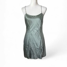 Victoria  s Secret Silk Slip Dress Sage Green Medium Vintage Y2K 2003