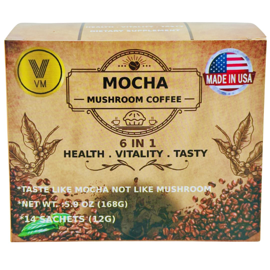 Organic Reishi Mushroom Coffee with Cacao Cocoa Mix - Instant Classic Mocha Flavor