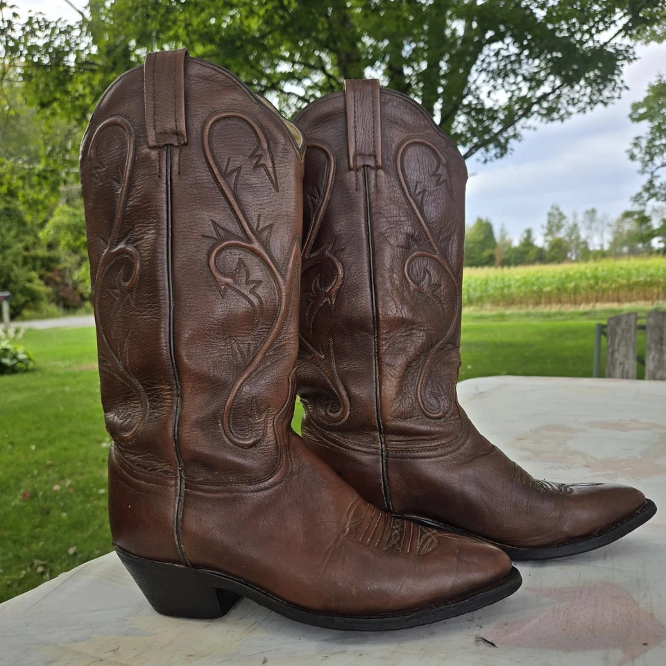 Botas vaqueras de cuero marrón vintage Dan Post para mujer talla 7M DP3211R Foto 3 de 4