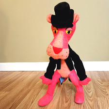 Vintage Pink Panther Tuxedo Plush Doll Poseable Mighty Star 1964 20"