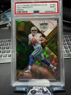 2016 PANINI DONRUSS ELITE GREEN #190 DAK PRESCOTT ROOKIE RC /99 PSA 9