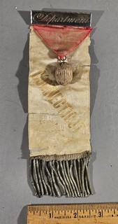 1892 GAR NATIONAL ENCAMPMENT WASHINGTON RIBBON DEPT. CONNETICUT W/NUTMEG
