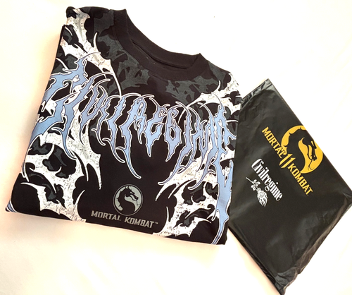 T-shirt nera oversize sotto zero regime civile e combattimento mortale taglia large - Foto 6 di 6