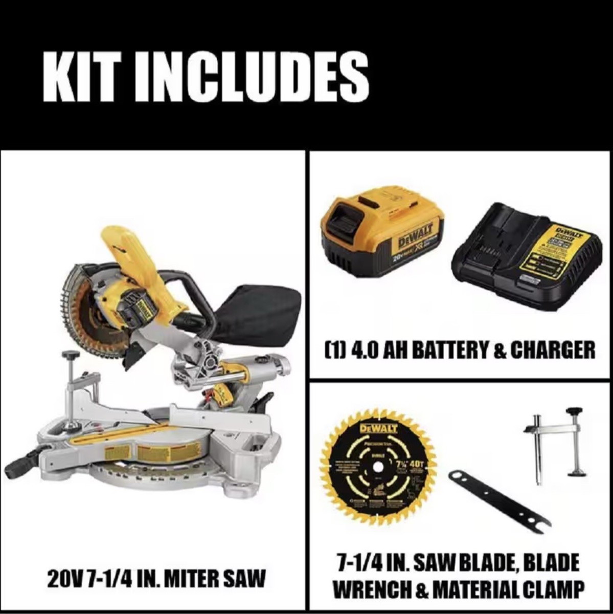 DEWALT 20V MAX (DCS361M1) 7-1/4-Inch Miter Saw with Battery