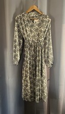 UNIQLO C Clare Waight Keller Paisley Pleated Chiffon Midi Dress XS Off White NEW