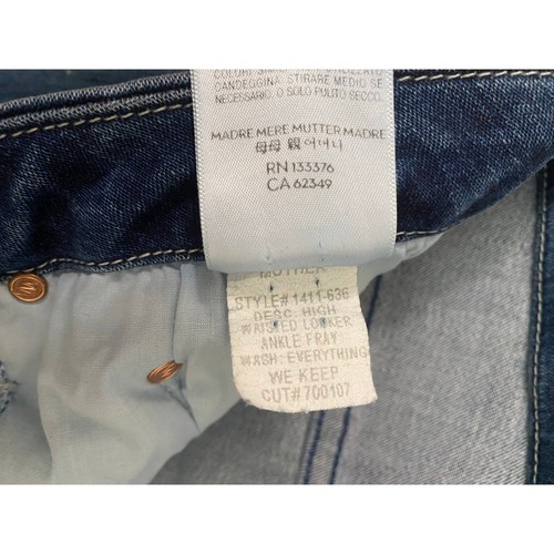 Pantalones de mezclilla elásticos azules dobladillo crudo Mother cintura alta looker tobillo US 29 - Imagen 13 de 18