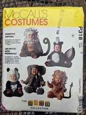 McCall's Sewing Pattern Elephant Lion Panda Skunk Monkey Sz 3 Halloween Costume