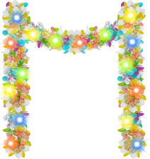 16.4 Ft Easter Tinsel Garland with LED String Light Easter Egg Twist Metallic Wi