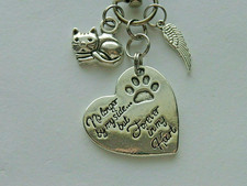 PET LOSS CAT MEMORIAL LOVE KEY CHAIN PURSE CLIP BAG CHARM BACKPACK BAG FOB