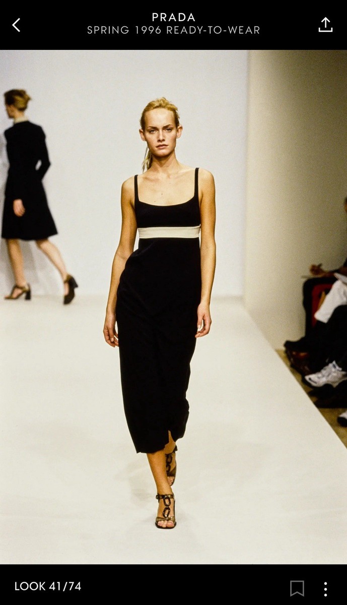 Vintage Archive Prada Spring 1996 Black Empire Waist Midi Slip
