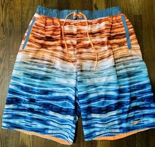 Nike Men's Swim Trunks Shorts Size XL Orange Blue Waves Beach Vacation