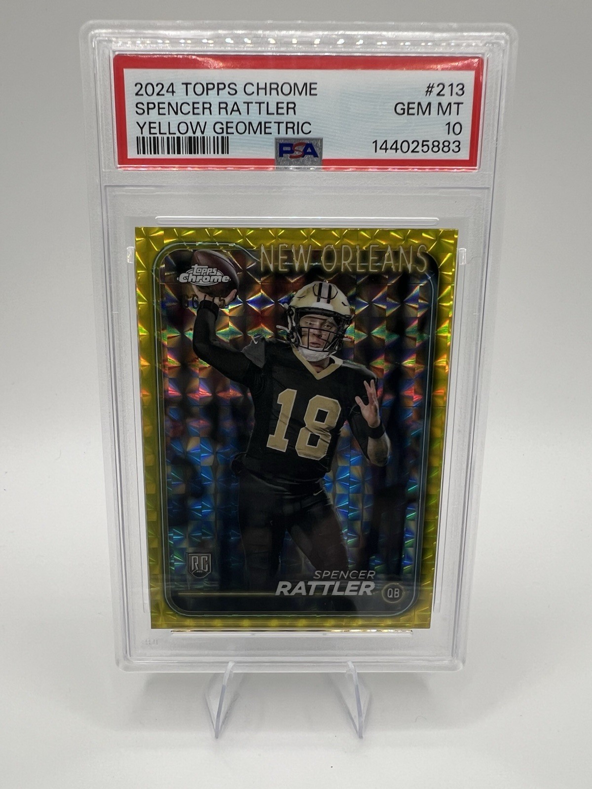 Spencer Rattler Topps Chrome #213 Yellow Geometric