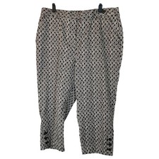 Lands' End Brown Patterned Cropped Pull On Relaxed Pants Women's Size 14 P
