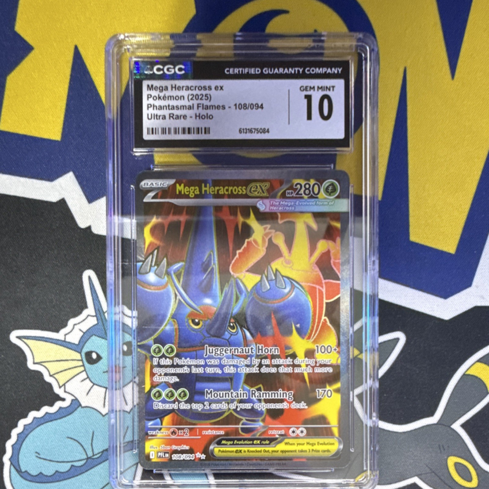 GEM Pokemon Mega Heracross ex CGC 10 108/094 Phantasmal Flames Ultra Rare Holo