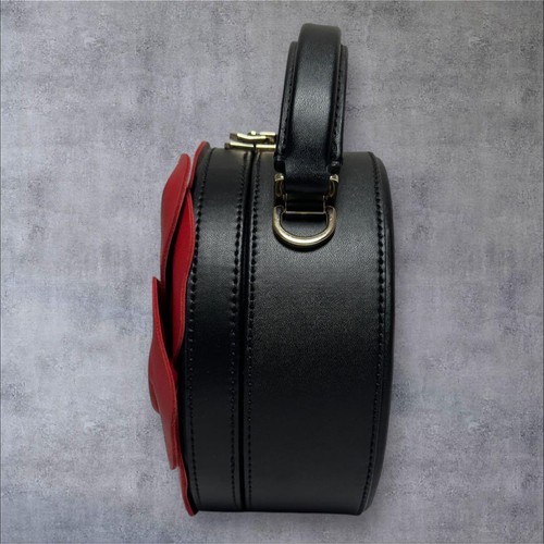 Kate Spade New York Poppy Shape 2-Way Shoulder Bag Black Red Leather Women's Bag - Picture 4 of 18